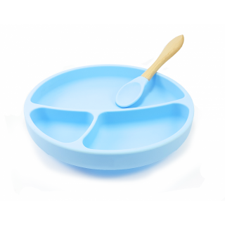 MiniKoioi Assiette en Silicone Bleu